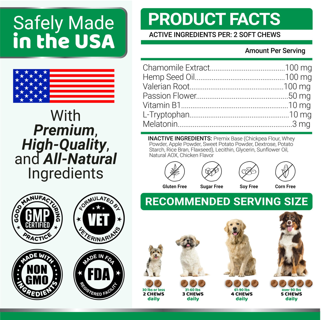 Hemp Calming Chews for Dogs - 240 Treats - Advanced Dog Calming Chews - Anxiety Relief Supplement Treats with Melatonin - Sleep Aid for Separation, Barking, Stress, Hip and Joint Support Made in USA