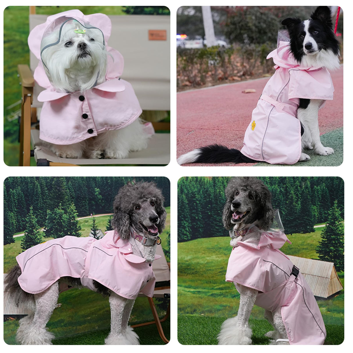 MAMORE Dog Raincoat Waterproof Dog Rain Jacket with Cute Hood for Small Medium Large Dogs Puppy Poncho Reflective Adjustable (Pink, XXX-Large)