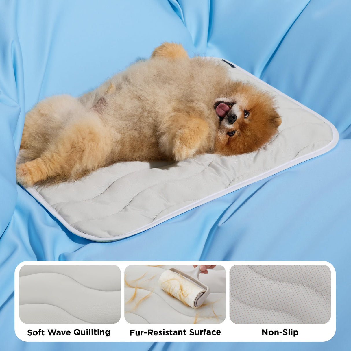 Bedsure Cooling Mat for Small Dogs - Q-Max>0.4 Thin Breathable Crate Pad Indoor for Puppy and Cat with Chill Cool Fiber and Non-Slip Bottom,Portable Washable Kennel Mat in Outdoor Summer, 24x18, Grey