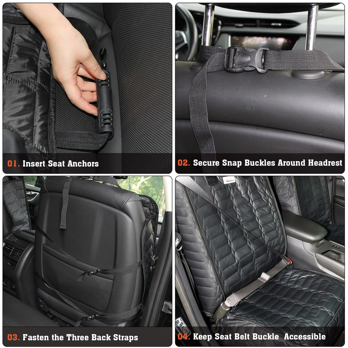 Reliadura Front Seat Covers for Dogs, Waterproof Leather Dog Car Seat Cover, Full Coverage Nonslip Scratchproof Pet Car Seat Protector, Fits Cars, Small Trucks, SUVs Bucket Seat Cover