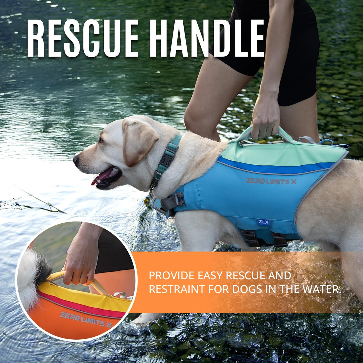 ZLX Dog Life Jacket, High Buoyancy Dog Life Vest with Secure Handle, Ripstop Lifejacket for Swimming, Boating, Water Safety, Adjustable Lightweight Floating Pet Preserver, Small, Orange