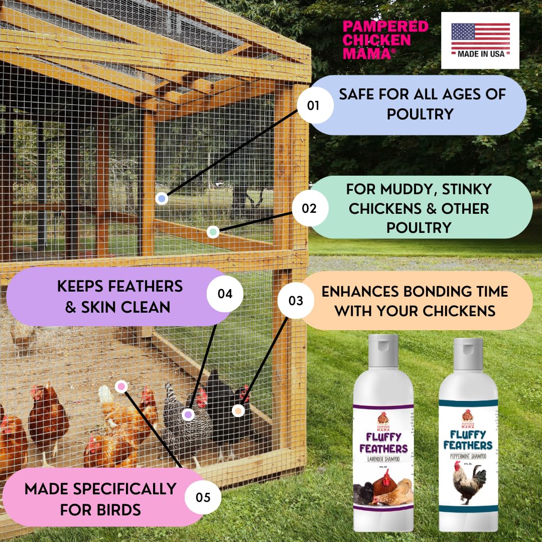 Feather Shampoo for Chickens | Bird Shampoo for Cockatiels, Cockatoo, Parrots: Poultry Conditioner & Baby Chicken Supplies, Gamefowl Supplies for Clean Feathers (Lavender)