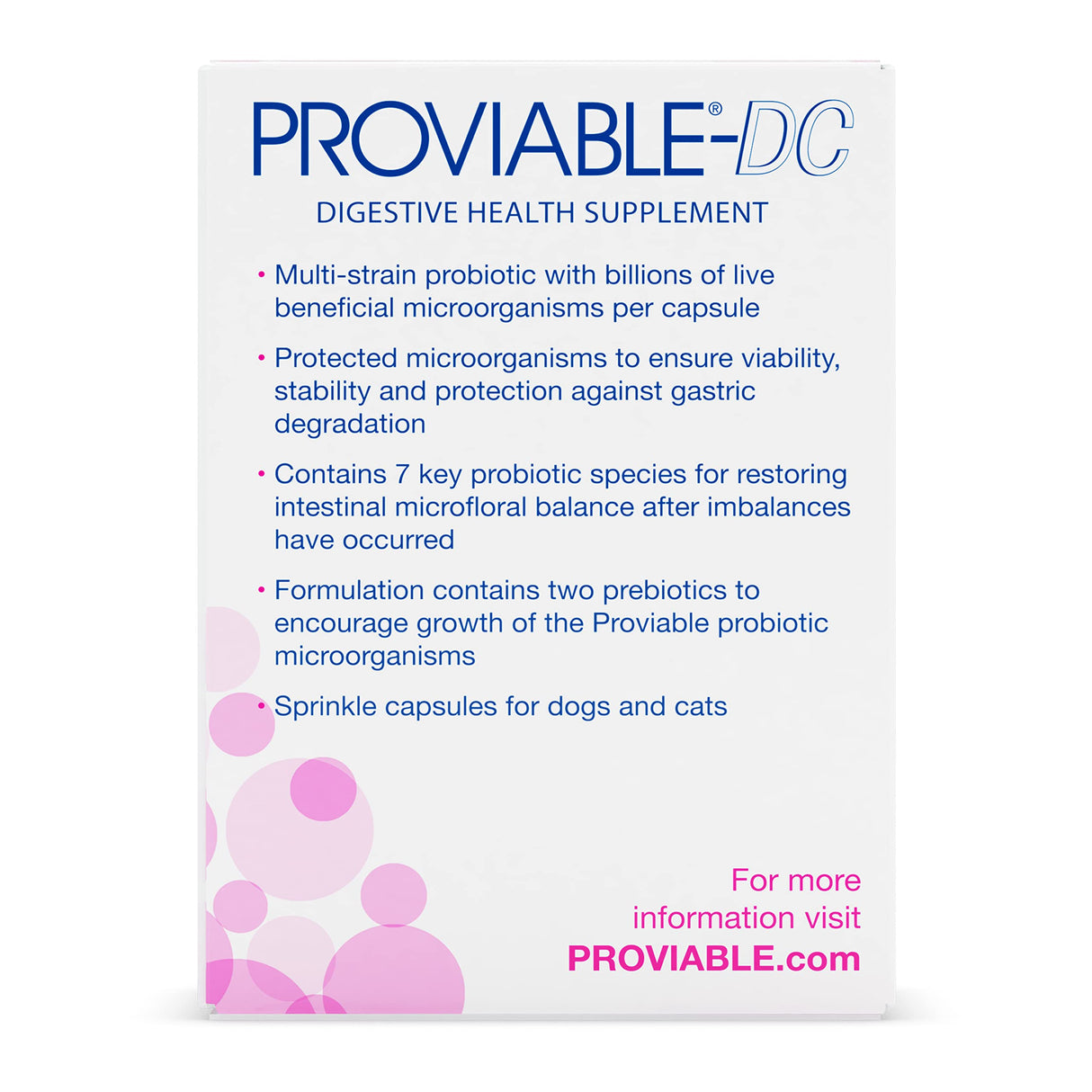 Nutramax Proviable Probiotics for Dogs and Cats, Daily Digestive Health Supplement with Multiple Strains of Bacteria, Cat and Dog Probiotics Plus Prebiotics, 30 Capsules