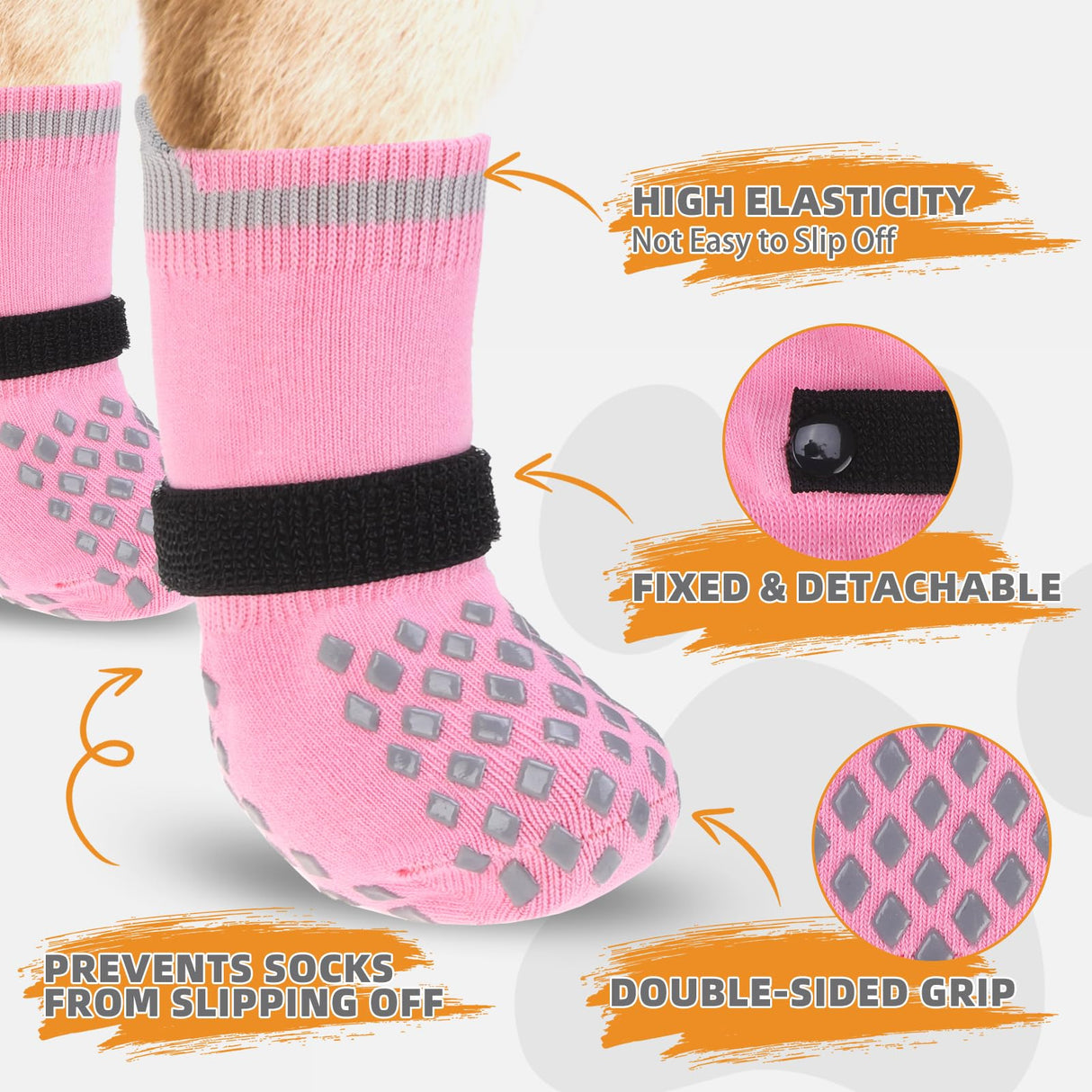 KOOLTAIL Anti Slip Dog Socks Booties to Prevent Licking Paws Scratching, Pet Boots&Paw Protector for Hardwood Floors, Dog Shoes for Winter, Traction Control Grip Socks for Small Medium Large Dogs XL