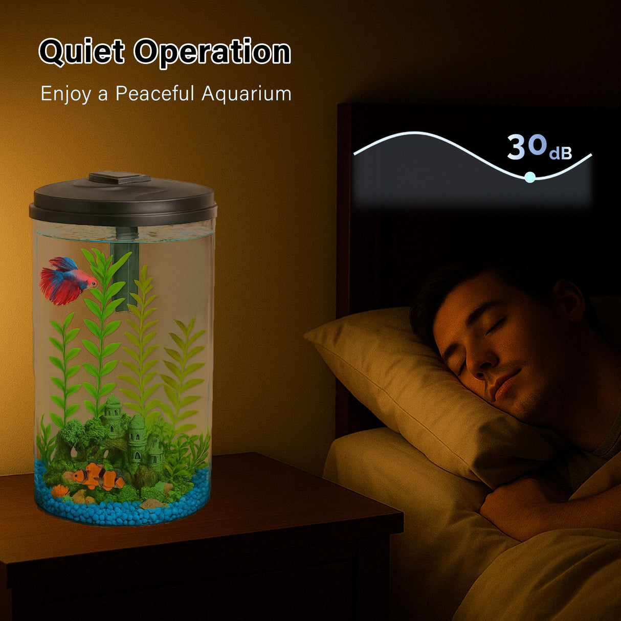 Koller Products Plastic 6-Gallon AquaView 360 Aquarium Kit for Tropical Fish, Betta Fish with LED Lighting and Power Filter Clear, 4-Piece Set