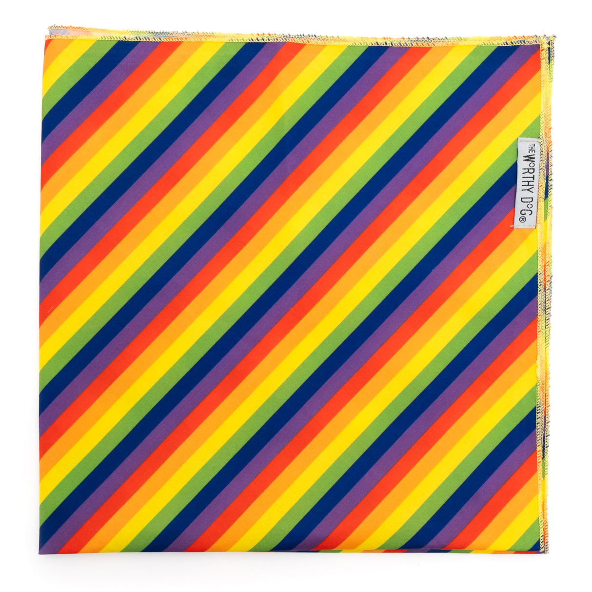THE WORTHY DOG Classic Tie-Ai Dog Bandana – Soft Cotton Flannel Square Pet Bandana, Rain Pattern, Multicolored, Large