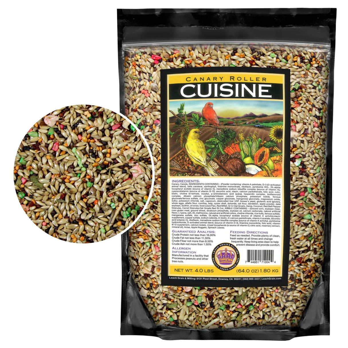 Canary Cuisine 4 Lbs, Premium Mixed Fruit and Birdseed with Essential Vitamins and Minerals, Canary Bird Food, Supports Daily Energy Growth & Healthy Balanced Diet, Bird Seed for Pet Birds