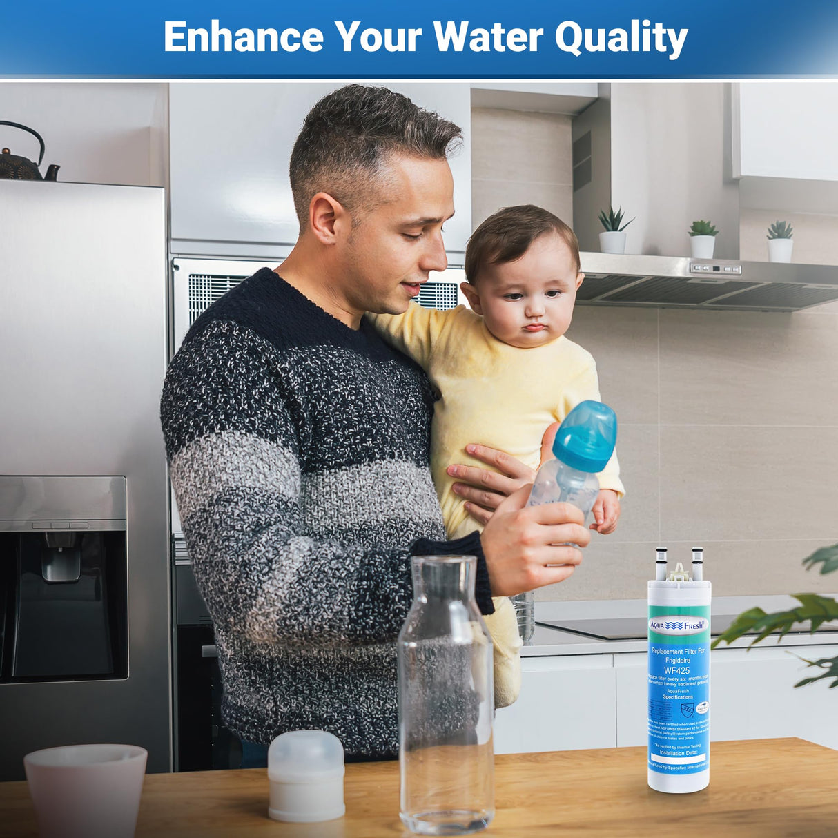 Aqua Fresh WF425 Refrigerator Water Filter (3-Pack) | Replacement for WF3CB, PureSource 3, 706465, 242086201, 242086203, 242294501, 242069601, AP4567491, PS3412266, WF425, Fridge Filter