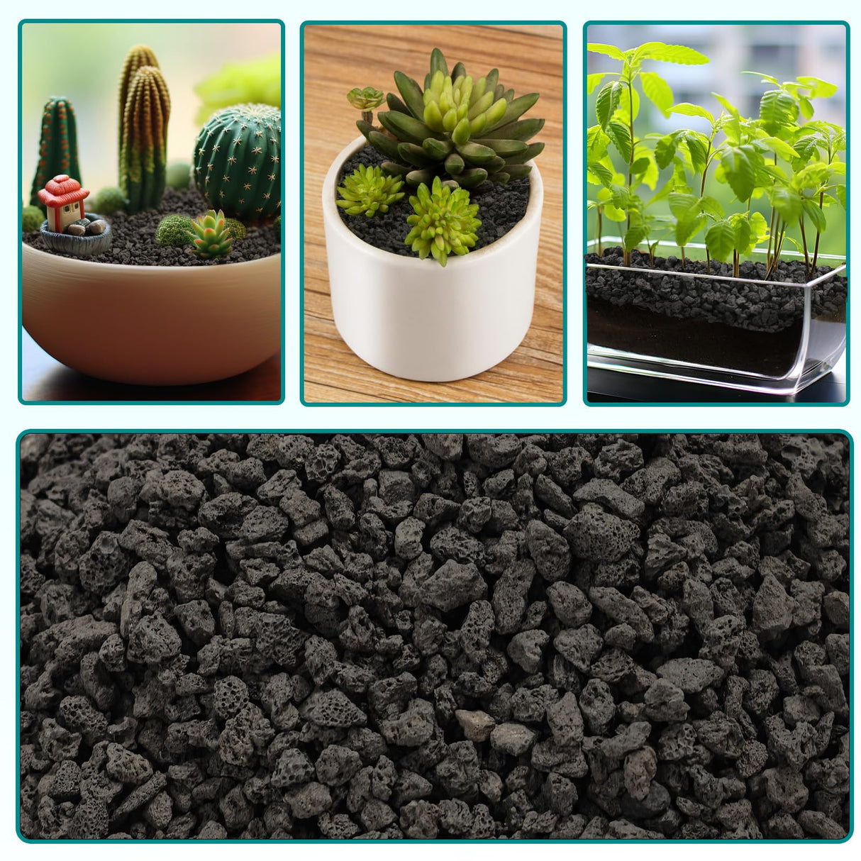Rahato 5lbs Small Lava Rocks for Plants Drainage, 1/5 Inch Black Gravel Mulch for House Plants, Succulent Rocks Pebbles for Planters,Cactus, Bonsai Tree, Pure Volcanic Rocks, Top-Dressing