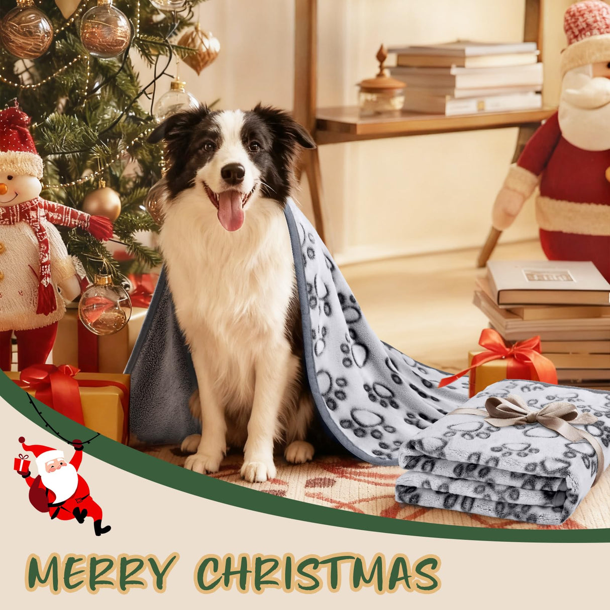 Luciphia Premium Soft Dog Blanket for Small Medium Large Dogs Washable 300GSM Fluffy Warm Fleece Puppy Cat Paw Print Pet Flannel Pcs2 Grey Paw XL(57"x40")
