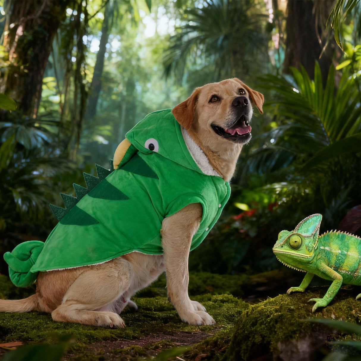 MuYaoPet Chameleon Dog Costume for Halloween,Winter Fleece Pet Cat Coat Jacket for Small Medium Large Dog,Pet Funny Clothes Hoodie Labrador Bulldog Chihuahua (Green,3XL)