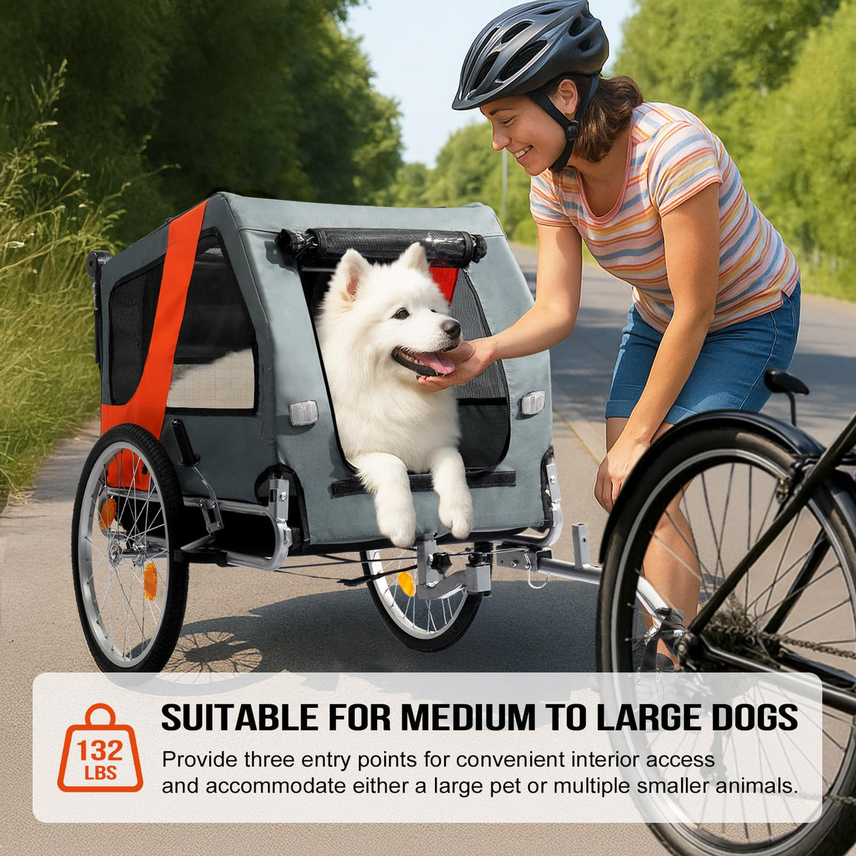 Ktaxon 2-in-1 Pet Bike Trailer, Heavy Duty 132lbs Load Capacity Foldable Dog Wagon with Quick Release Wheels, Bicycle Stroller for Large Dogs and Small to Medium Pets, New Upgraded Quick-Install Frame