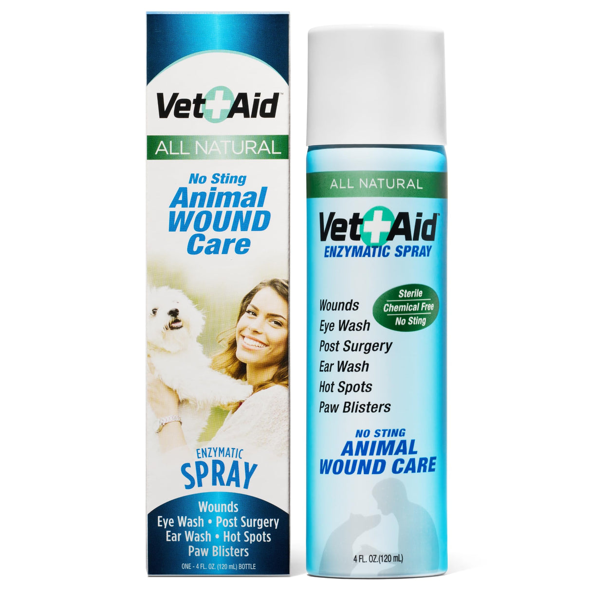 Vet Aid Animal Wound Care Spray - Pet Wound Care for Pet Supplies - Saline Spray for Pet Care - Supports Dermatitis, Hot Spots, Abscesses & More - 4 oz