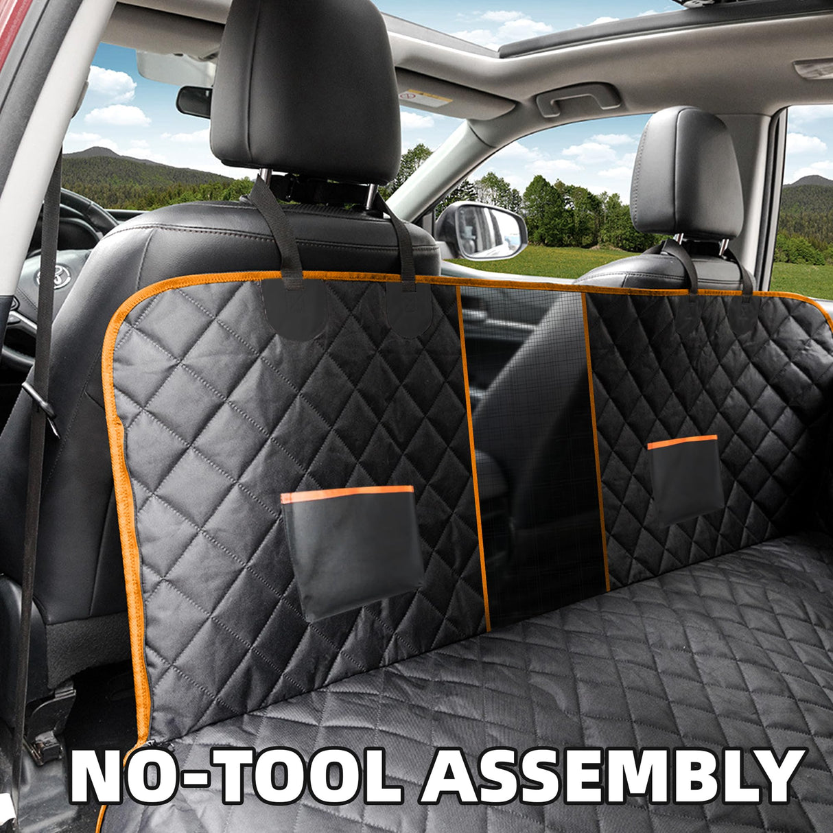 Smouatou Dog Car Seat Cover for Back Seat, Sturdy Backseat Extender for Dogs,New Scratch Resistant, Anti Slip Portable Dog Hammock,Suitable for Cars and SUVs,Car Travel Pet Bed,Hard Bottom (L)