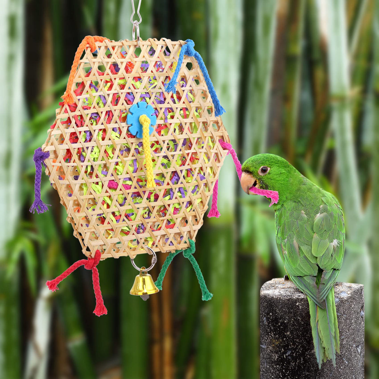 AK KYC Bird Parrot Toys,2 Pack Bird Hanging Foraging Shredder Toys for Small Medium Small Bird Conure Cockatiel Parrotlet Lovebird Budgie