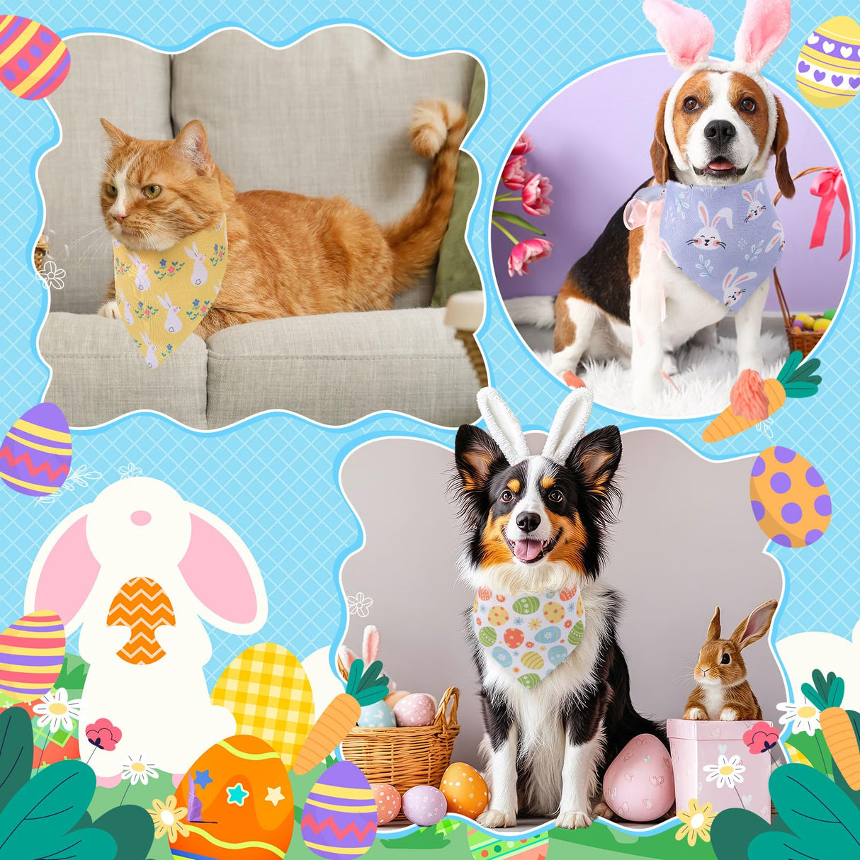 Chicingyou 180 Pack Easter Dog Bandana Bulk, Easter Bandanas for Dog, Washable Adjustable Pet Triangle Scarf Bib Holiday Costumes for Small Medium Large Puppy Holiday Accessories Party Gifts