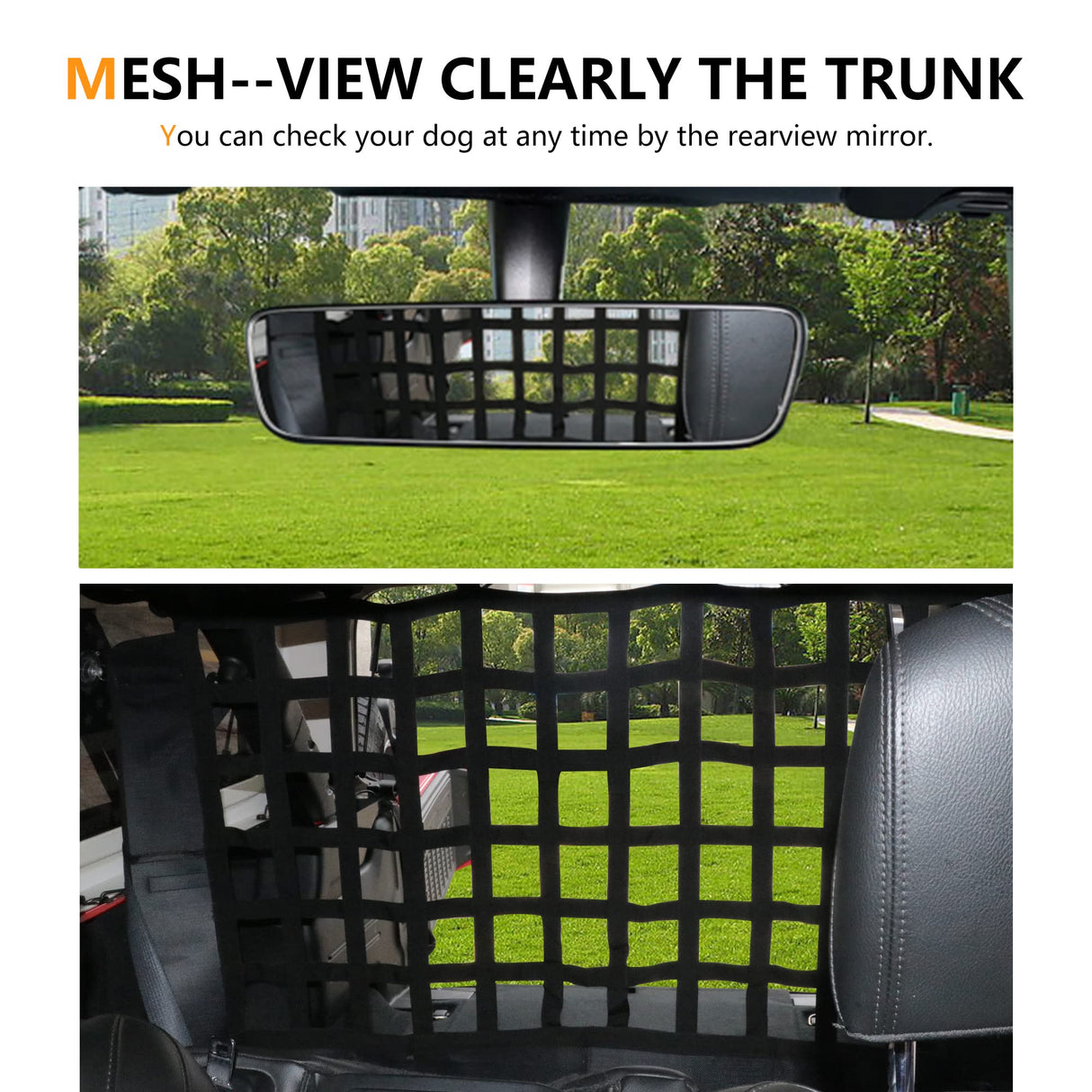 RERPRO Pet Net Safety Dog Barrier for 2007-2026 Jeep Wrangler JK JL 4 Door Accessories, Behind Rear Seat Pet Dog Covers Trunk Cargo Isolation Liner Net for Jeep Wrangler
