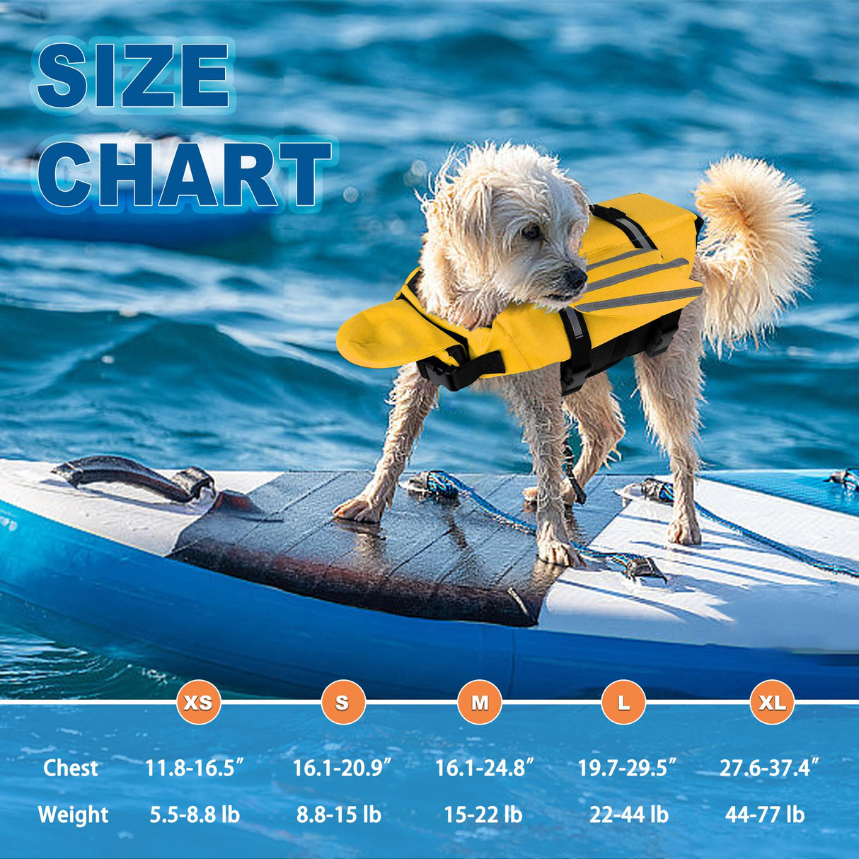 Dog Life Jacket, Cute Wings Adjustable Dog Life Vest with Chin Float and Handle for Swimming Boating Reflective High Buoyancy Swim Float Vest for Small Medium Large Dogs (Yellow, XL)