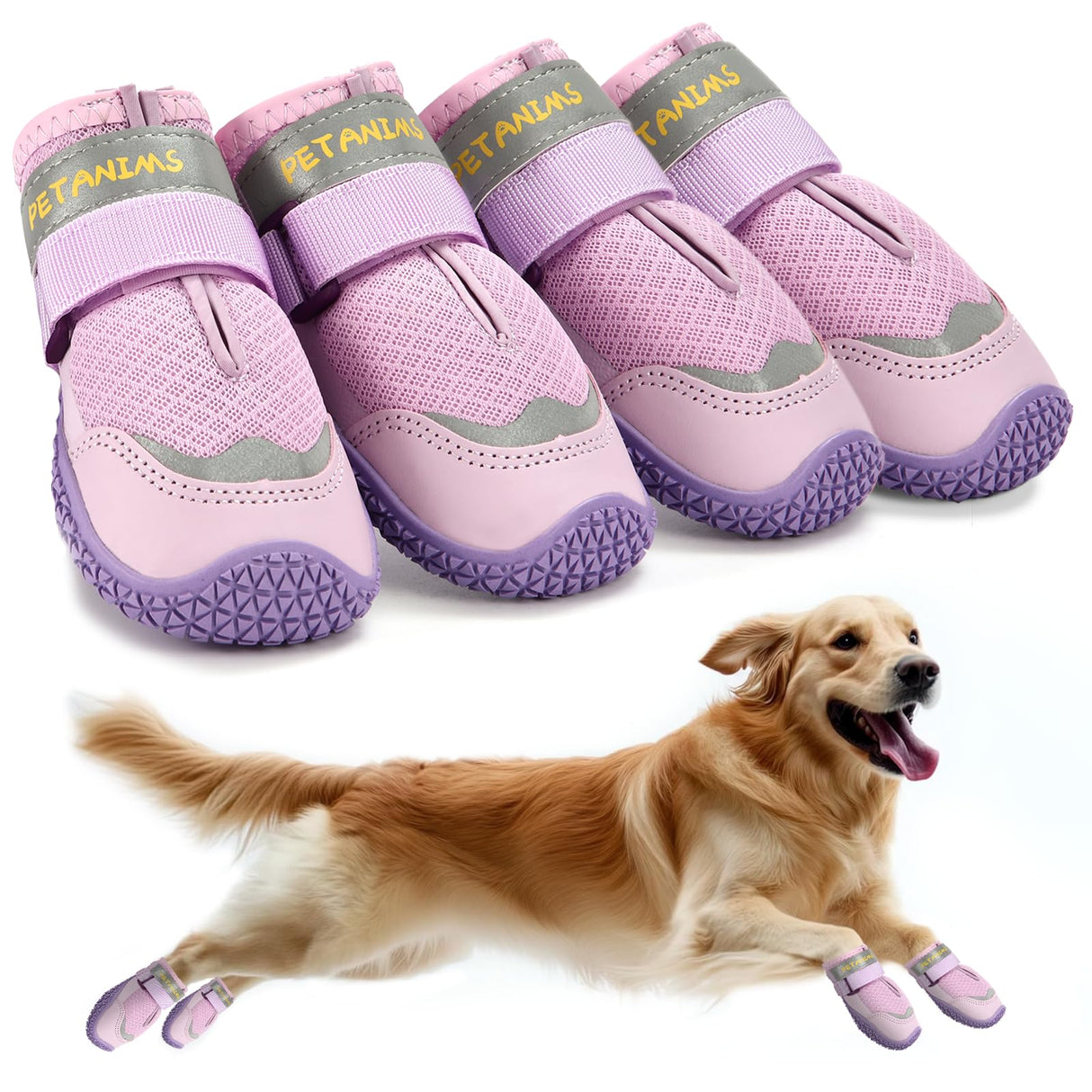 Petanims Dog Shoes for Large Dogs, Medium Dog Boots & Paw Protectors for Winter Snow, Breathable Dog Booties for Hot Pavement, Hardwood Floors Purple Size 6