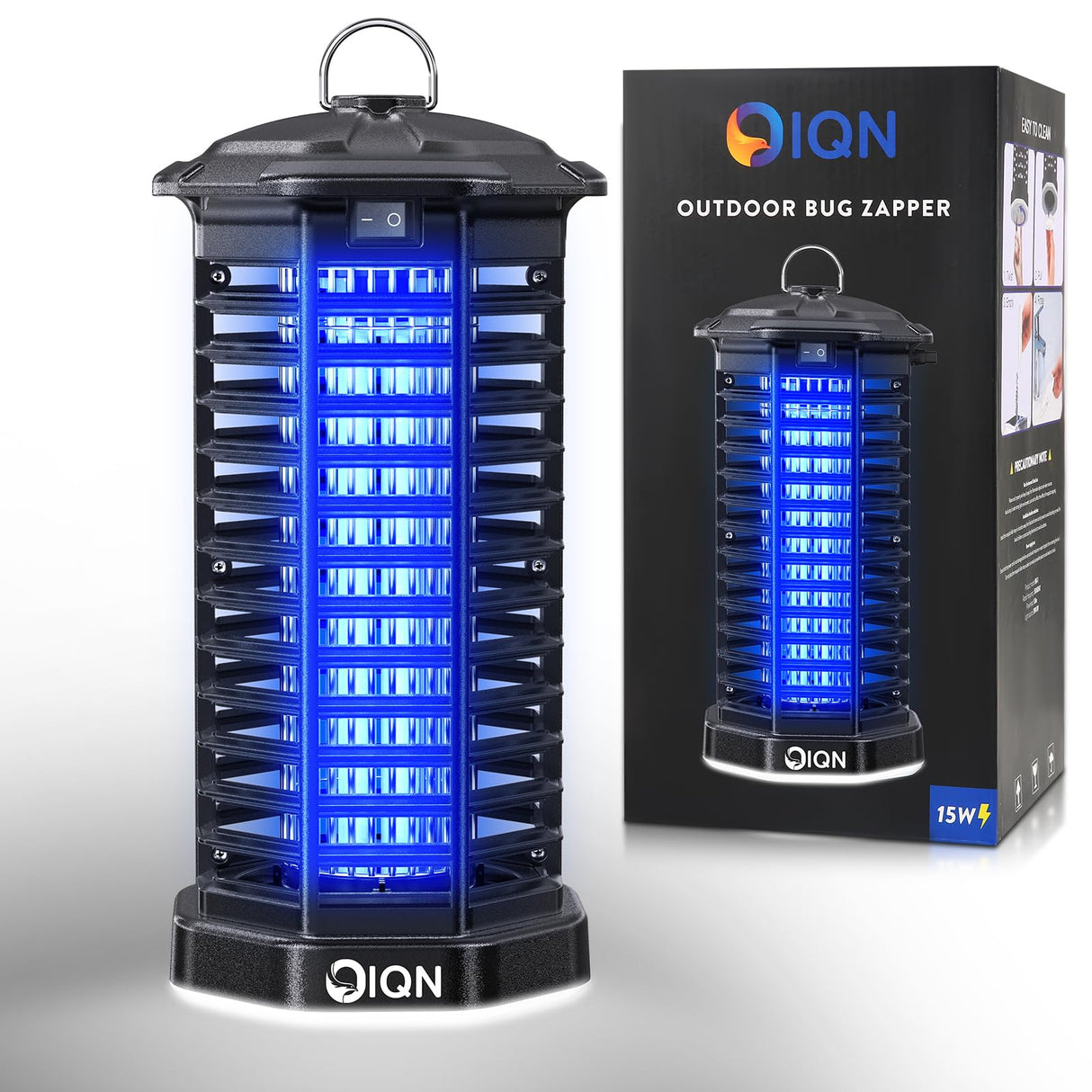 IQN Bug Zapper, Mosquito Fly Zapper Outdoor w/LED Light, Plug in Electric Mosquito Fly Traps Killer -Easy to Hang for Home, Patio, Backyard(Black