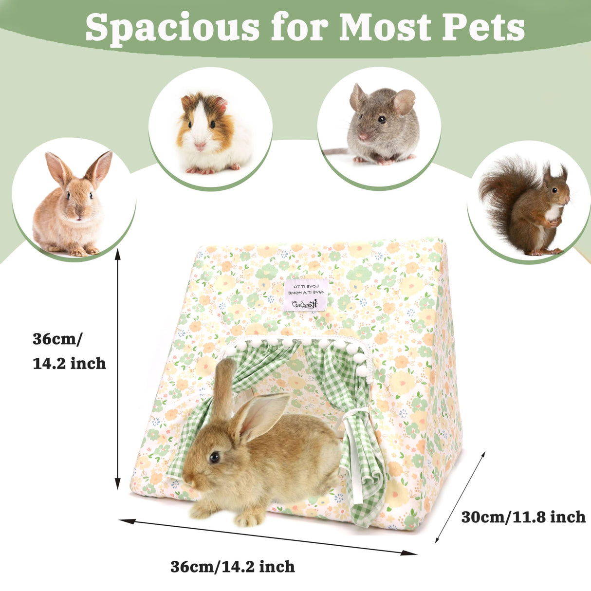 Guinea Pig Hideout Large with Curtain, Bunny Hideout, Machine Washable Guinea Pig Hide Tent Houses & Habitats, Small Animal Hideout for Pet Rabbit, Ferret, Rat, Chinchilla, Squirrel (Flower, Large)