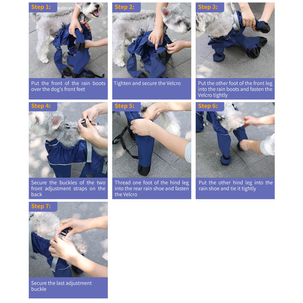 Waterproof Dogs Boots Anti Slip with Reflective Straps, Pets Boots with Suspenders for Snow and Rain Days Small to Medium Dogs, One-Piece Design Paw Protectors for Walking Grassland, Blue (L)