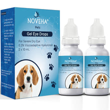 Load image into Gallery viewer, NOVEHA Pet Gel Eye Drops with 0.3% Viscoadaptive Hyaluronan | Eye Solution for Severe Dry Eyes - Long Lasting Hydration, Reduces Nuisance, Swelling & Dryness - Eye Lube for Dogs and Cats (2x10mL)