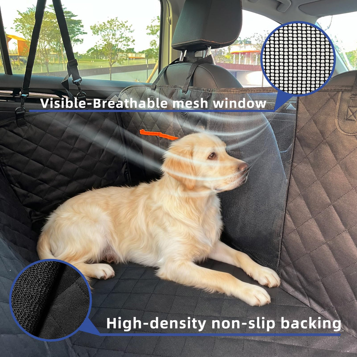 Junpee Dog Car Seat Cover for Back Seat - Waterproof and Anti-Slip Car Dog Seat Cover, with Hammock Design for Safe and Comfortable Travel, Suitable for Most Cars Trucks SUVs