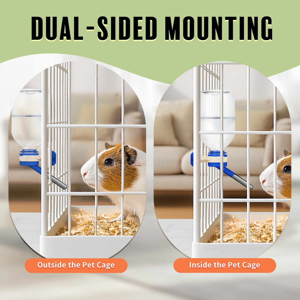 Choco Nose Patented No-Drip Water Bottle/Feeder for Guinea Pigs/Hamsters/Bunnies/Ferrets/Other Small Pets, Critters and Animals - for Cages, Crates or Wall Mount. 10.2oz. Nozzle 10mm, Blue 2pk(C128)