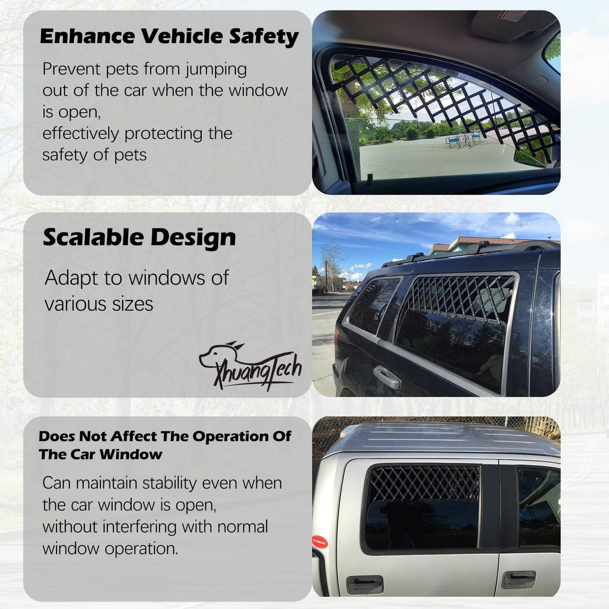 XianghuangTechnology Window Pet Gate, Universal Pet Dog Puppy Ventilation Grill Mesh Vent Guard Safe Car Window Protection Mesh for Cars, Trucks & SUV - 2 Pack