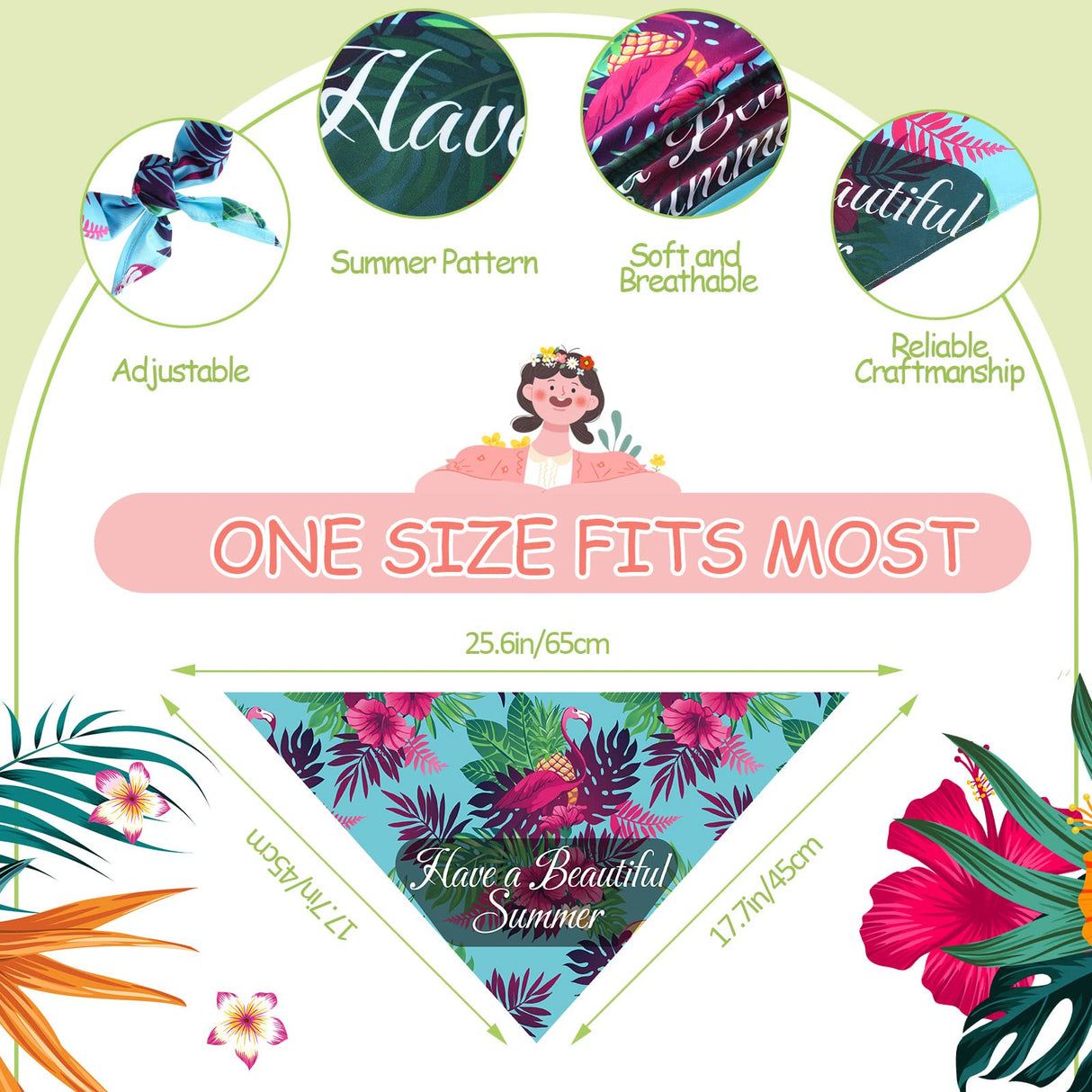Chunful 50 Pcs Dog Bandanas Bulk Summer Flora Dog Bandanas Pet Triangle Scarf Bib Seasonal Pet Costume Adjustable Cat Outfit Washable Bids Kerchief for Small Medium Puppy