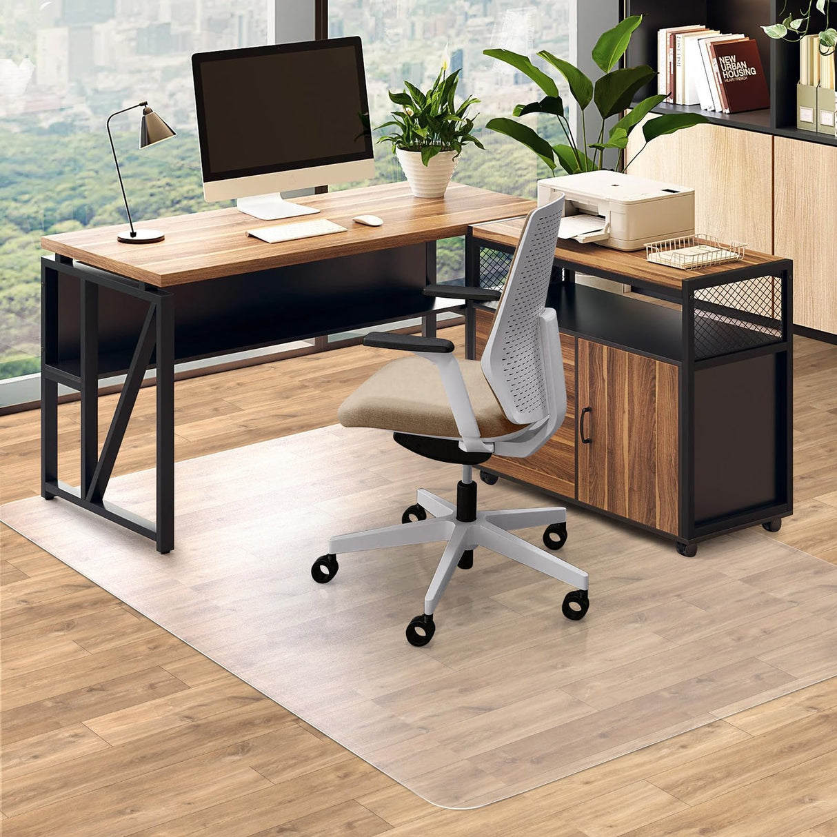 QQpony Clear Chair Mat, 60" x 47" Large Chair Mat for Hard Floors, Area Rug for Living Room, Waterproof Vinyl Floor Mat for Kids and Pets, Desk Mat for Home Office (Clear)