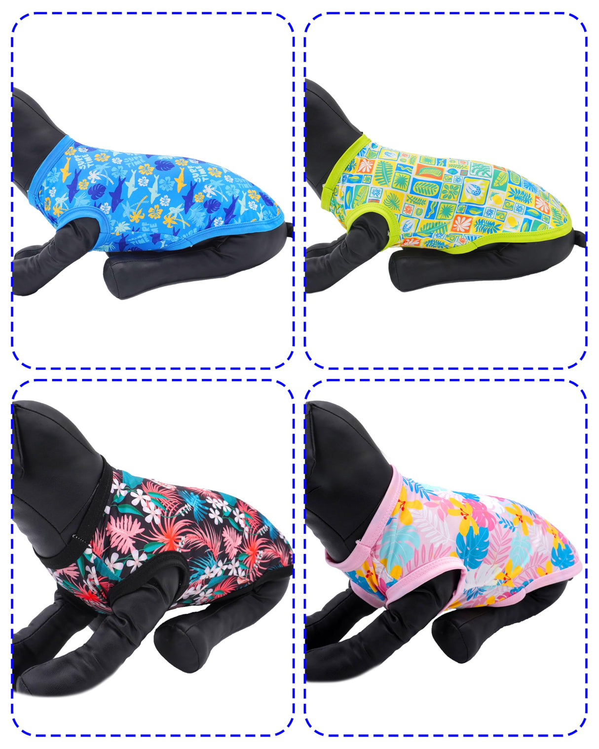 PET SHOW 4 Pack Dog Hawaiian Shirts for Medium Dogs UPF 50+ UV Sun Protection Summer Cool Clothes Tank Top Floral Dog T-Shirts Pet Holiday Party Sleeveless Vest Boy Girl(Large)