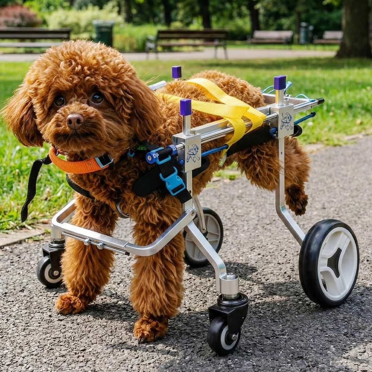 LetPetRun Four-Wheeled Adjustable Dog Wheelchair, Lightweight Mobility Bicycle Trailer for Disabled Pets, Easy to Assemble, Supports Walking and Exercise (XS)