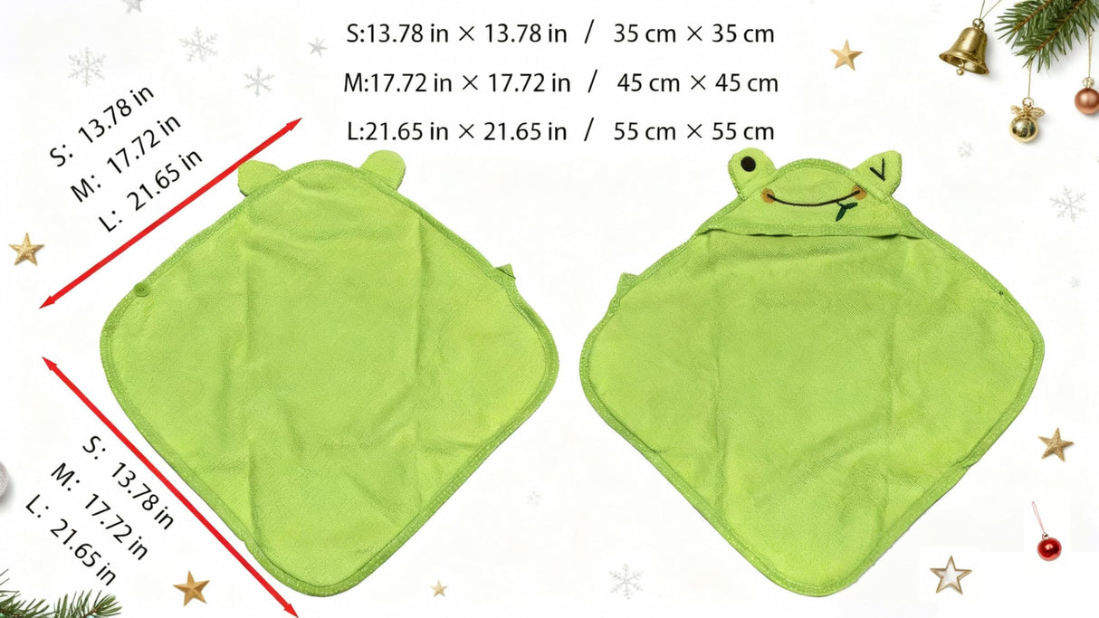 IOICYBF Dog Hooded Bathrobe Towel, Fast Drying Bath Towel Absorbent Warm Blanket Green M