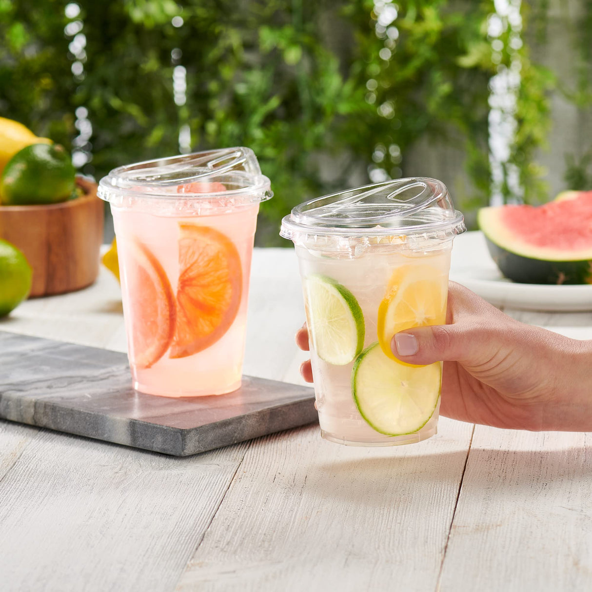 Comfy Package [16 oz. - 100 Count Crystal Clear Plastic Cups With Strawless Sip-Lids, Disposable Iced Coffee Cups with Lids - Ideal for Cold Beverages, and To-Go Drinks