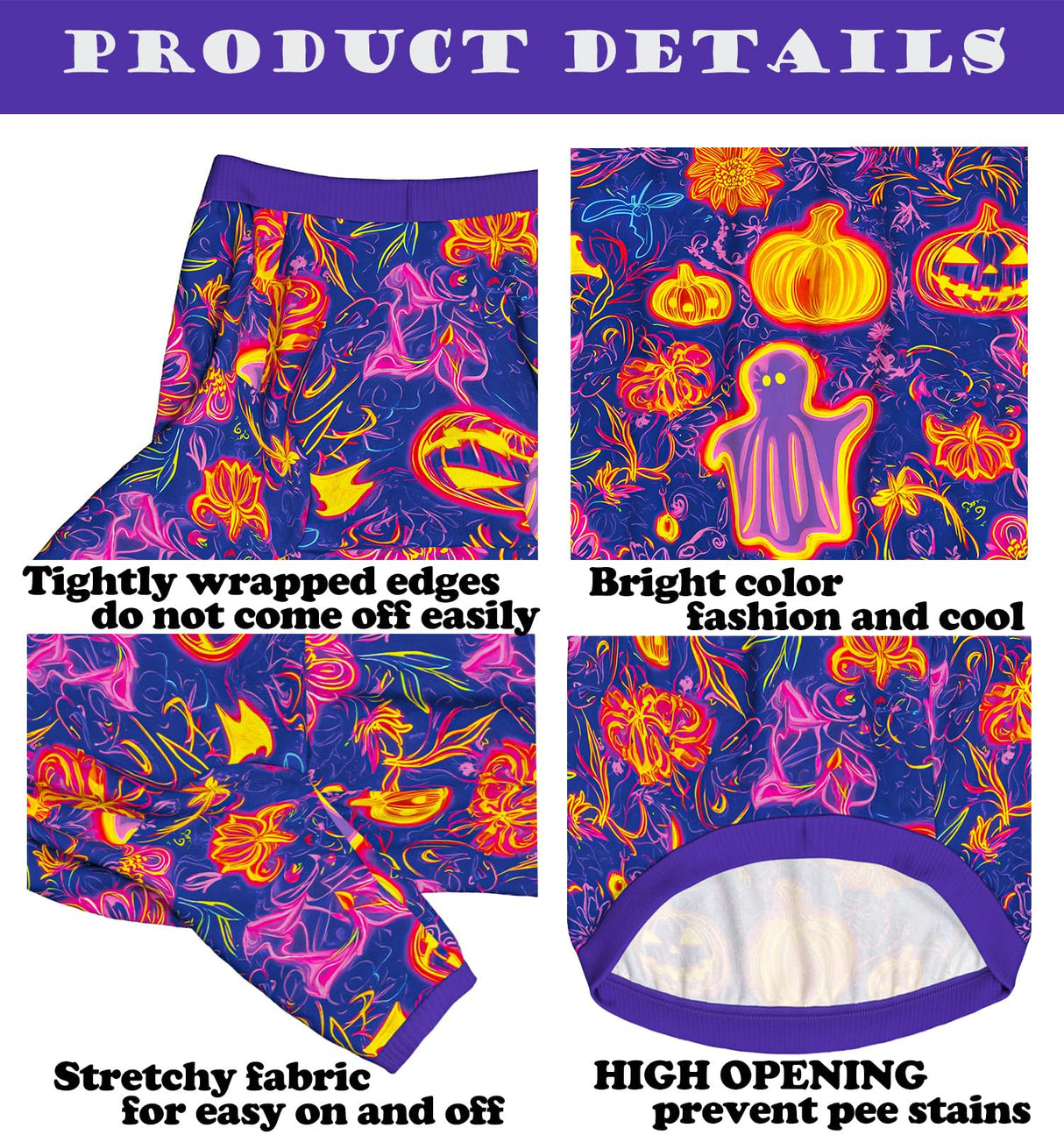 Dog Shirt for Large Dogs Neon Halloween Pumpkin Ghost Pajamas for Medium Large Dogs XL, Halloween