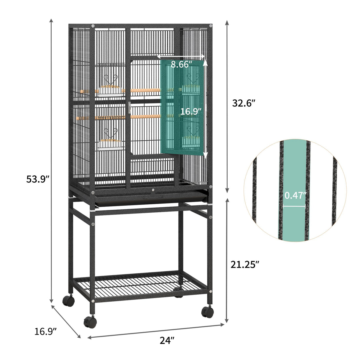 YITAHOME 53 inches Birdcage Cover and Bird Cage Seed Catcher, Bird Cages for Parakeets, Parrot, Cockatiel, Pigeon, Flight cage for Birds