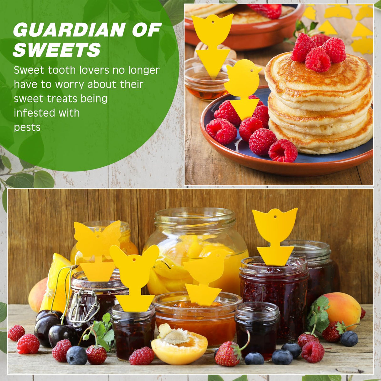 Qualirey 200 Pcs Fruit Fly Traps Fungus Gnat Killer Bug Mosquito Trap Fruit Fly Killer Double Side Sticky Traps Plant Trap Insect Catcher Killer for Indoor Outdoor House Kitchen (Yellow,Exquisite)