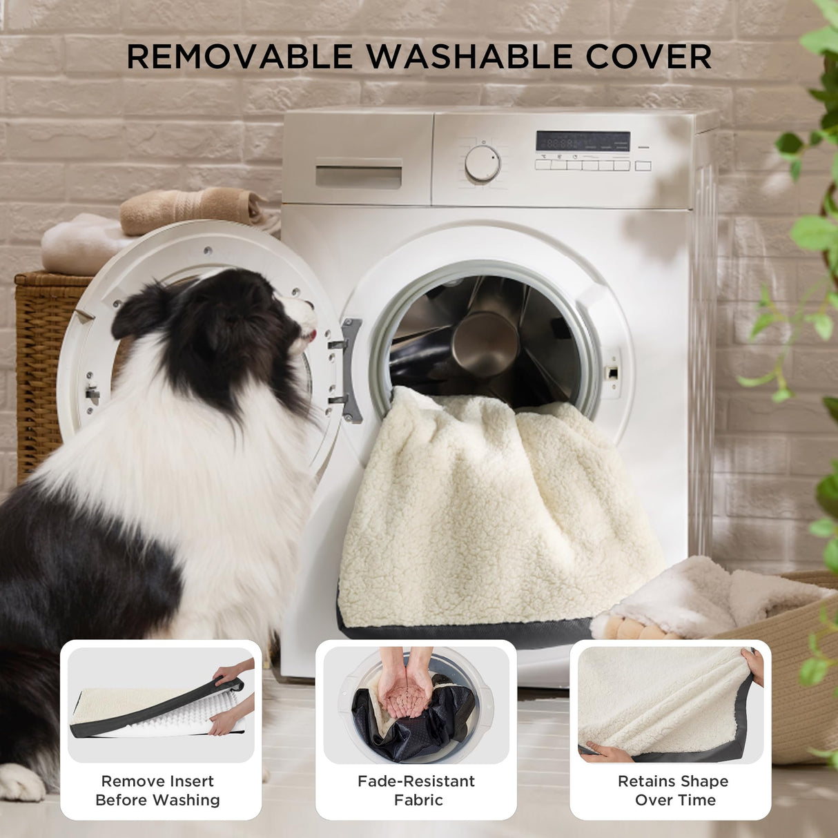 Bedsure XL Dog Bed for Crate - Large Comfy Flat Pet Beds with Removable Washable Cover, Orthopedic Egg Crate Foam Crate Mat, Suitable for Pet Up to 90 lbs