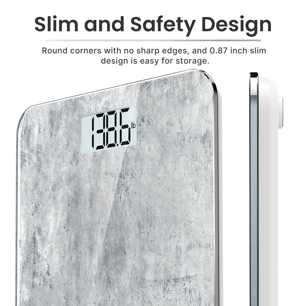 RENPHO Mechanical Bathroom Scales, Highly Accurate Body Weight Scale with Lighted LED Display, Round Corner Design, 400 lb, Core 1S, Cement Pattern