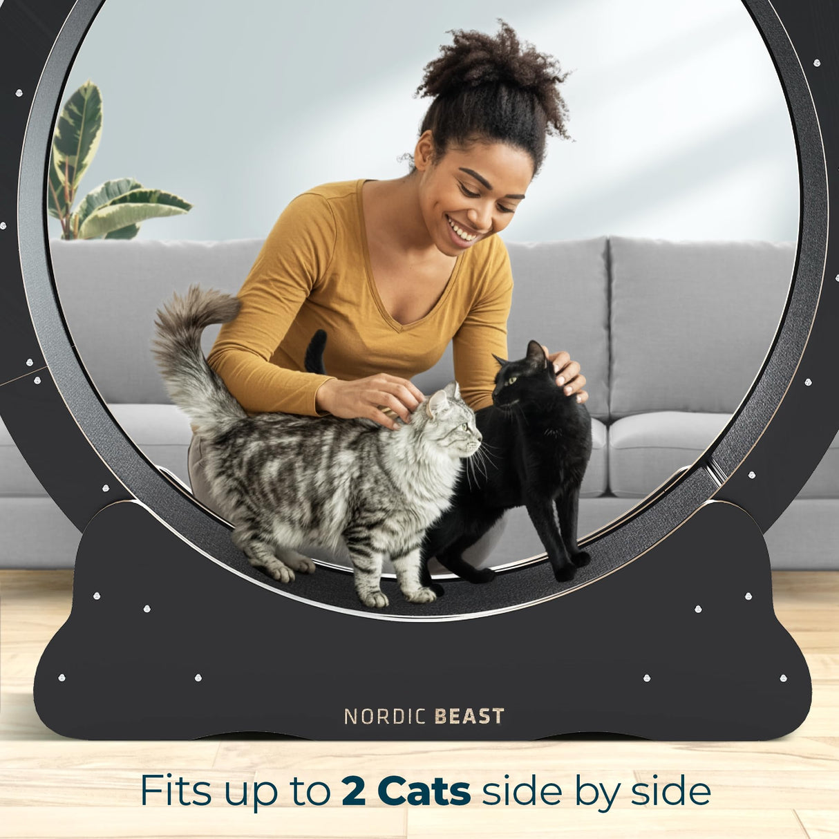 Nordic Beast 48'' XL Cat Wheel β Safe, Quiet & Stable Exercise Wheel for Large Indoor Cats up to 45 lbs β 15.7'' Extra-Wide Surface Fits 2 Cats Side by Side & Prevents Wobbling, 1-Year Warranty