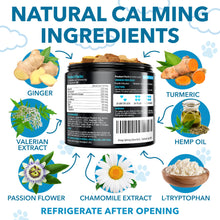 Load image into Gallery viewer, Hemp Calming Chews for Dogs with Anxiety and Stress - 180 Soft Dog Calming Treats - Dog Anxiety Relief - Storms, Fireworks, Thunder, Barking, Separation Aid - Valerian Root - L-Tryptophan - Hemp Oil
