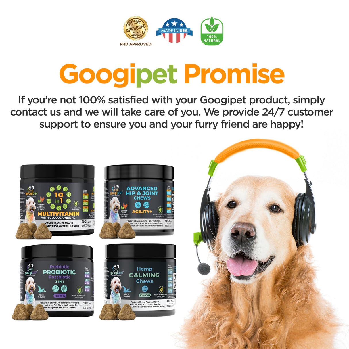 Googipet Premium Dog Multivitamin Chewable, Dog Vitamins and Supplements, Puppy Vitamins & Senior Dogs Probiotics for Gut Health + Vitamin C, Glucosamine for Dogs Joint Support (Chicken Flavor)