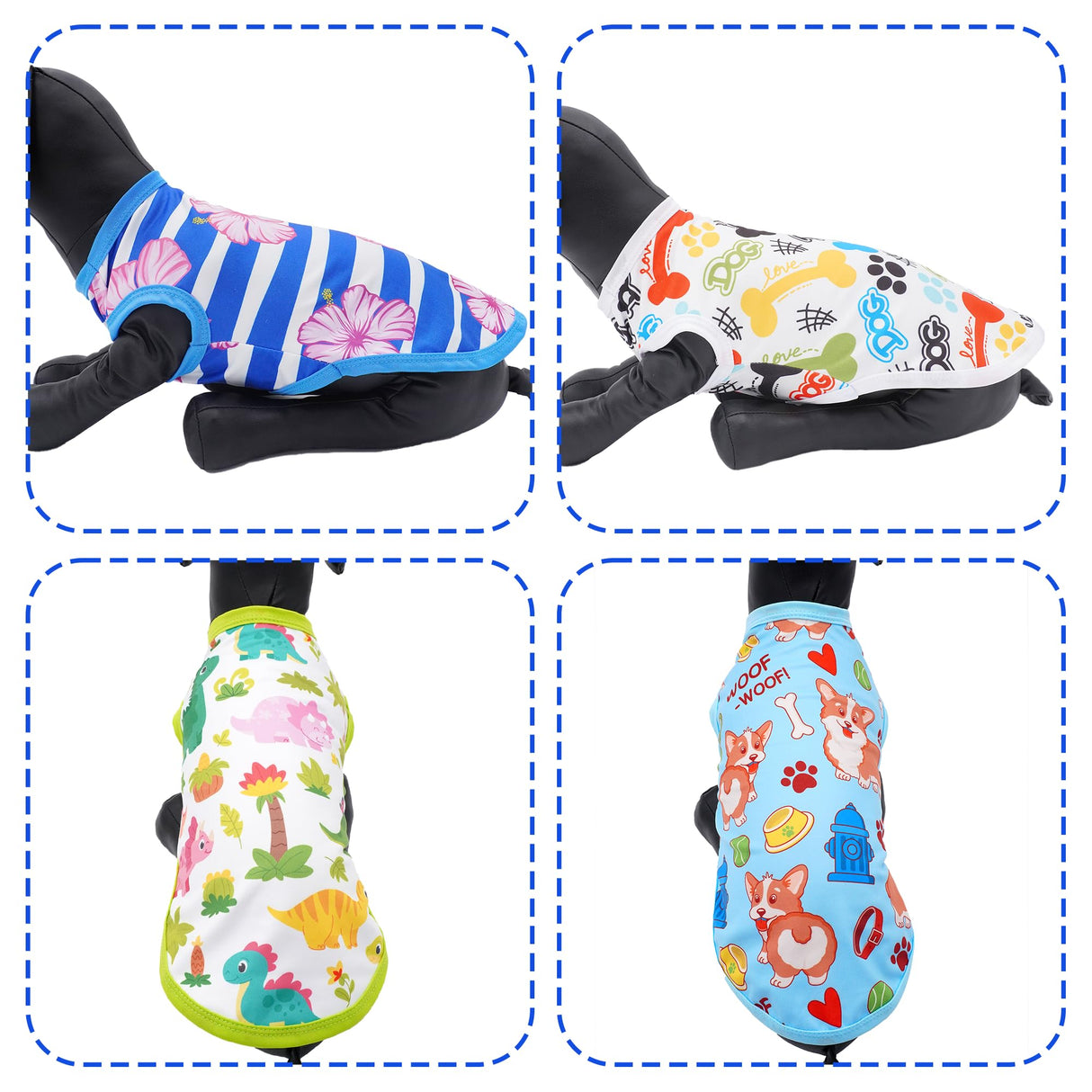 JpGdn 8PCS/Pack Dog Shirts Male for XXXL Dog Boy Sleeveless T Shirts Soft Stretchy Tank Top Tee Vest