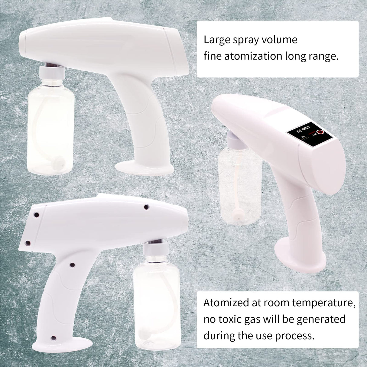 Portable Atomizer Sprayer Nano Alcohol Spray Gun Nano Sprayer Gun Mist Steam Sprayer Gun Electric Fogger Machine Atomizer Spray Bottle Gun for Home,Office,Car 8.45 OZ