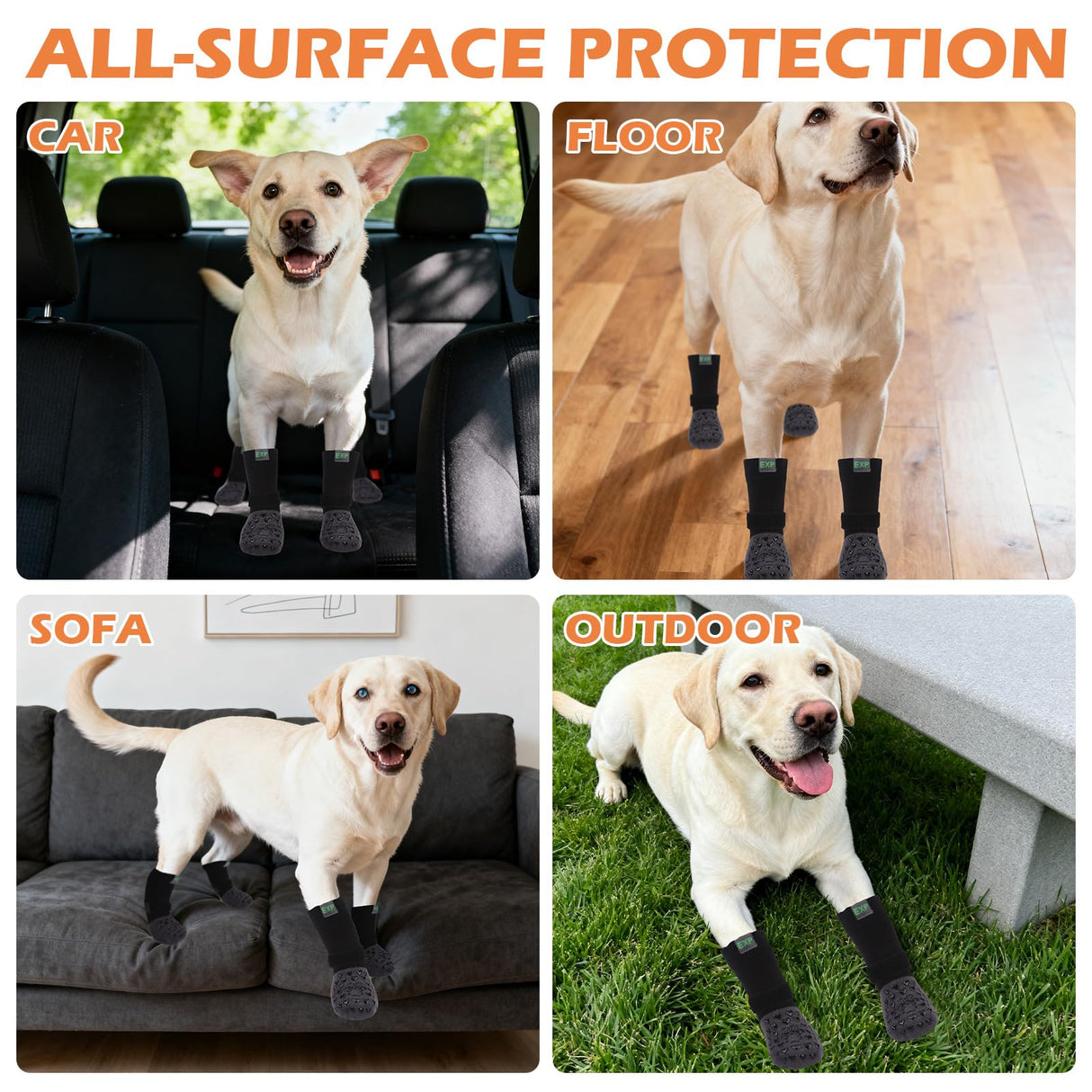 EXPAWLORER Anti Slip Dog Socks to Prevent Licking Paws, Winter Snow Dog Boots & Paw Protectors Booties for Hardwood Floors with Heart Grippers, Dog Shoes for Small Medium Large Senior Dogs Black S