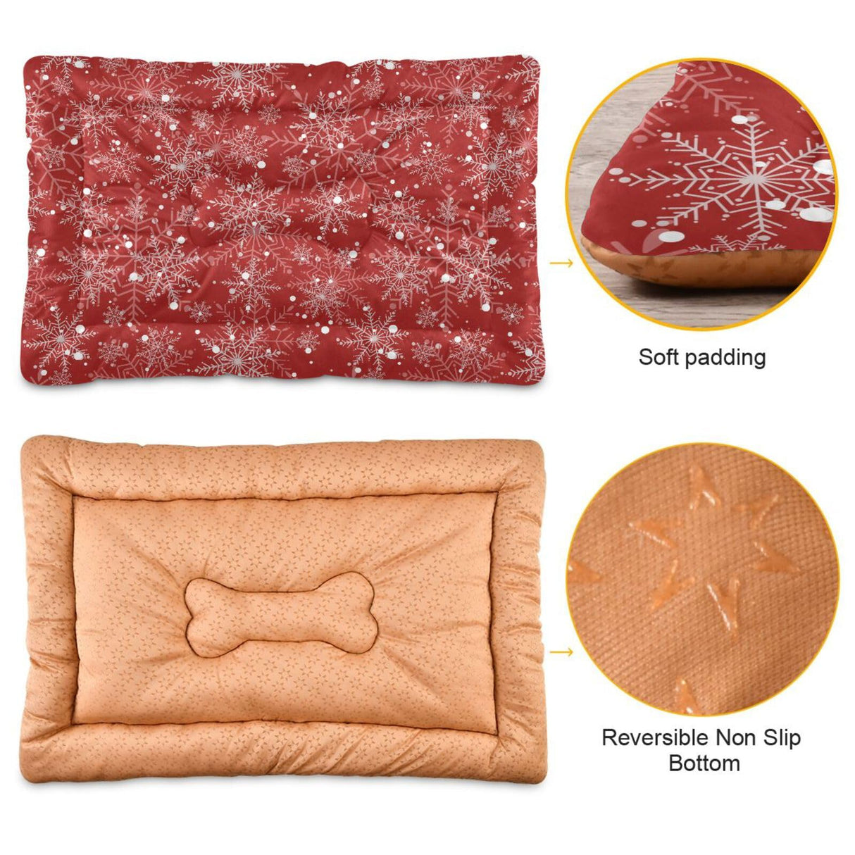 Sletend Christmas Snowflake Pet Bed Cute Dog Bed Mat Absorbing Non Slip Pad Pet Sleeping Mat for Small, Medium, and Large Dogs Puppy Cat 24 in x 18 in