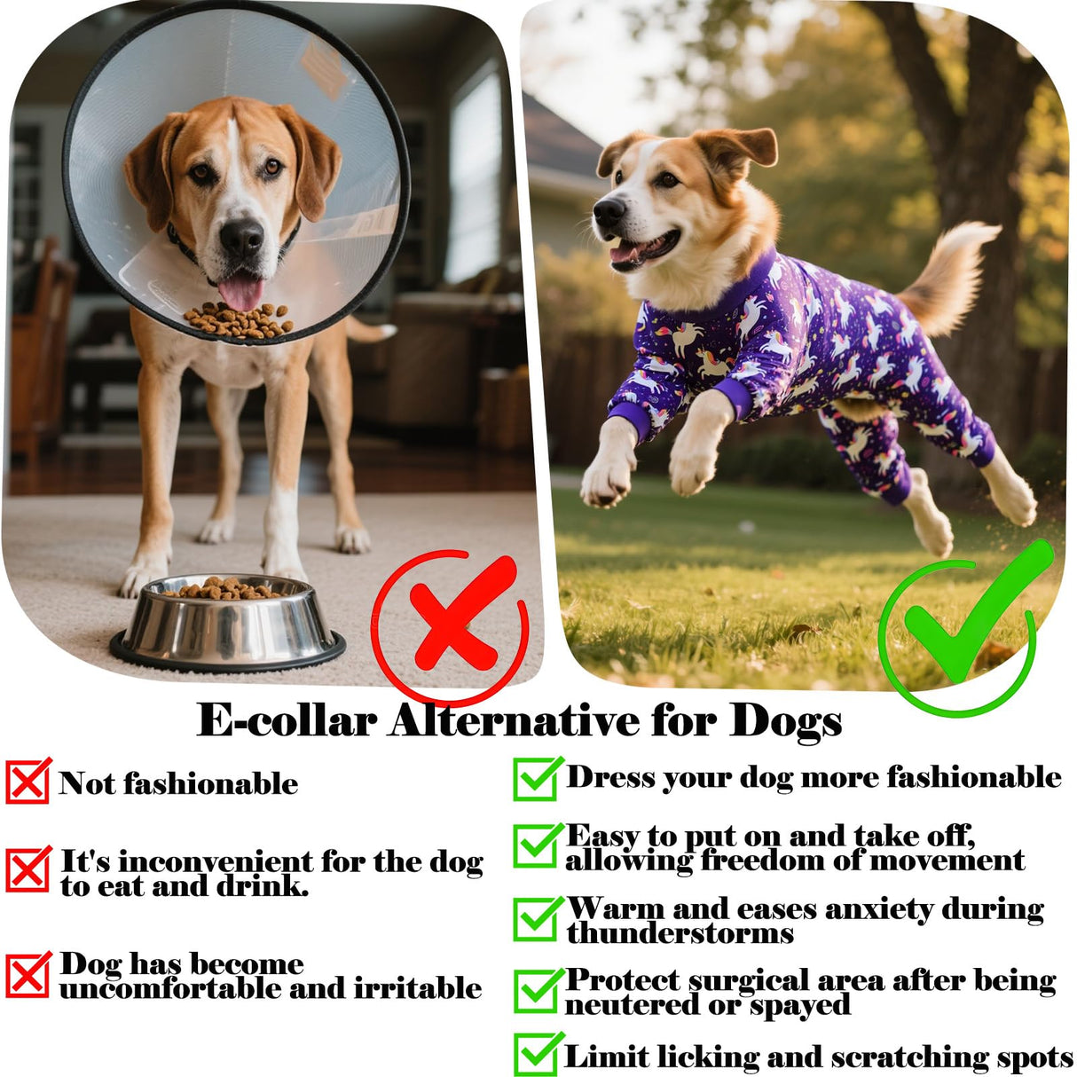 Dog Recovery Surgical Suit Male Female After Spayed, Dog Pajamas for Large Sized Breed, Dog Onesies, Unicorn, XXXL