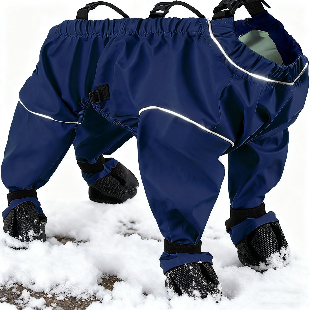2026 Dog Snowsuit with Attached Boots,Dog Snowsuit with BootsFull Leg & Paw Protection,for Small Medium Dogs in Snow,Rain&Mud (Dark Blue,XL)